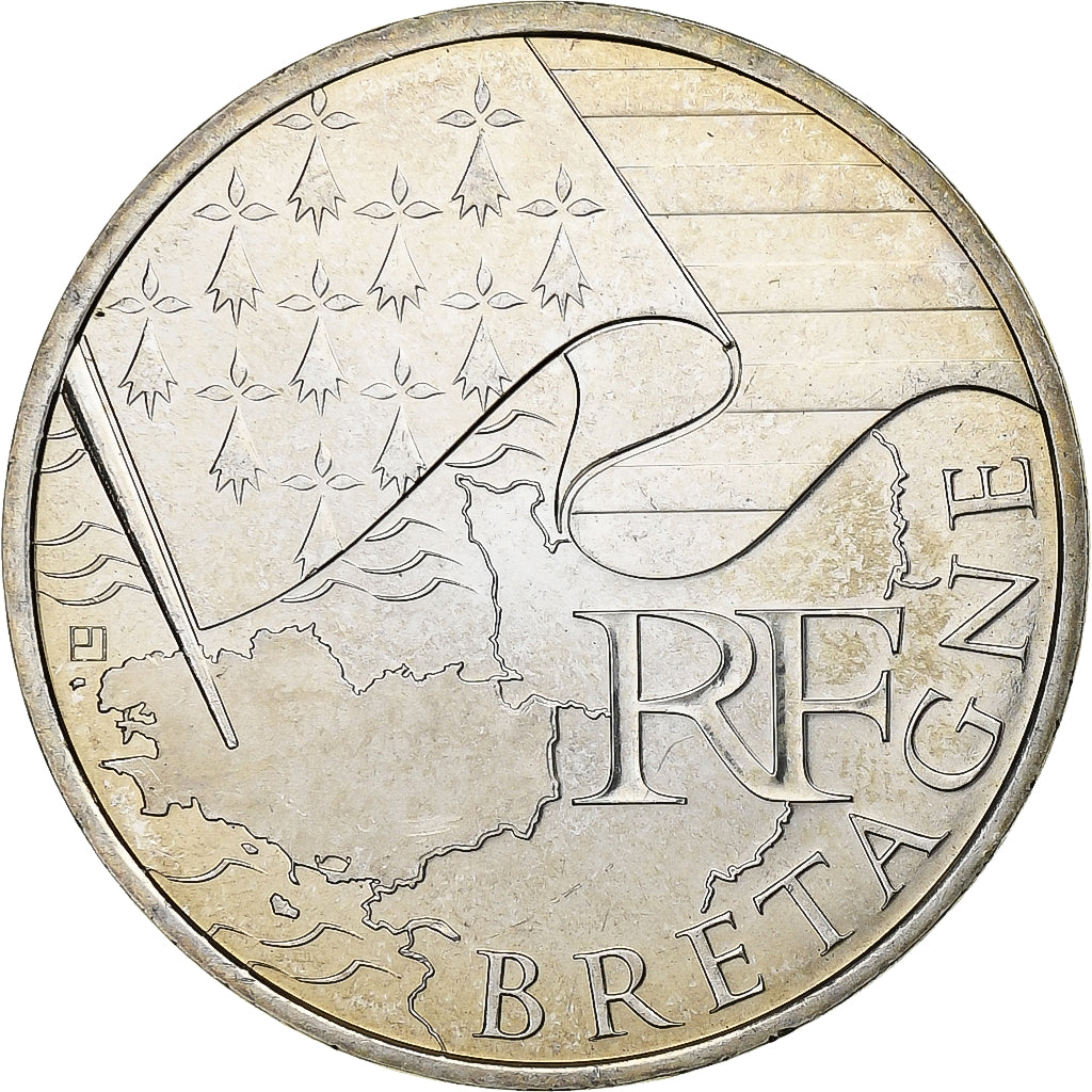 Francja, 10 Euro, Bretagne, 2010, Srebro, MS(63), KM:1648