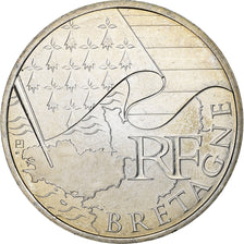 France, 10 Euro, Bretagne, 2010, Silver, MS(63), KM:1648