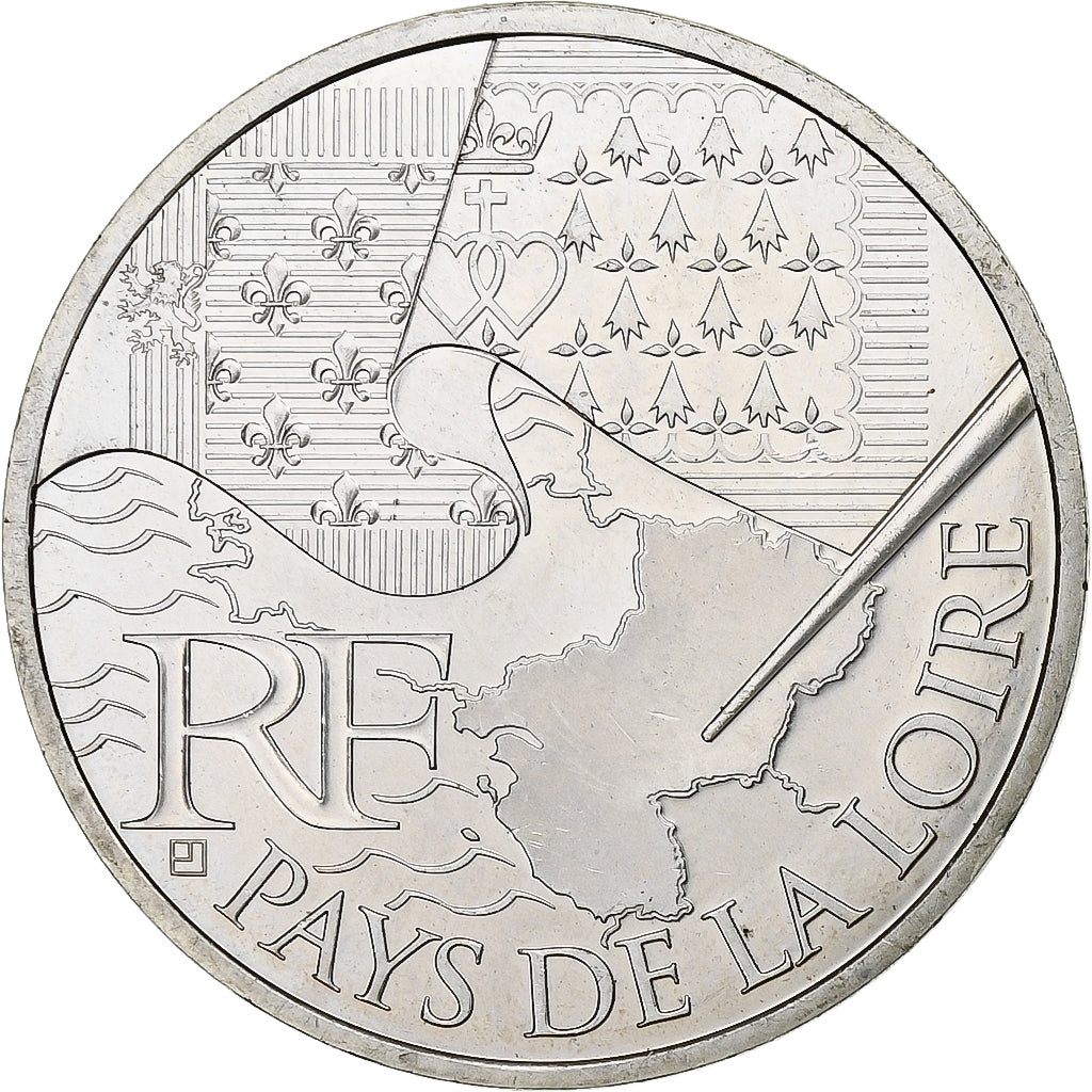 França, 10 Euro, 2010, Paris, Prata, MS(60-62), KM:1665