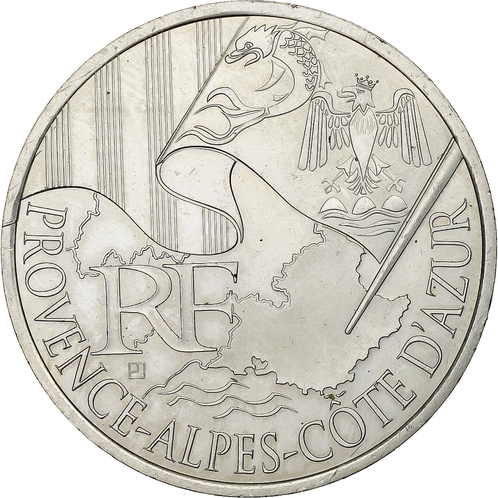 França, 10 Euro, Euros des régions, Provence Alpes Côte d'Azur, 2010, Prata