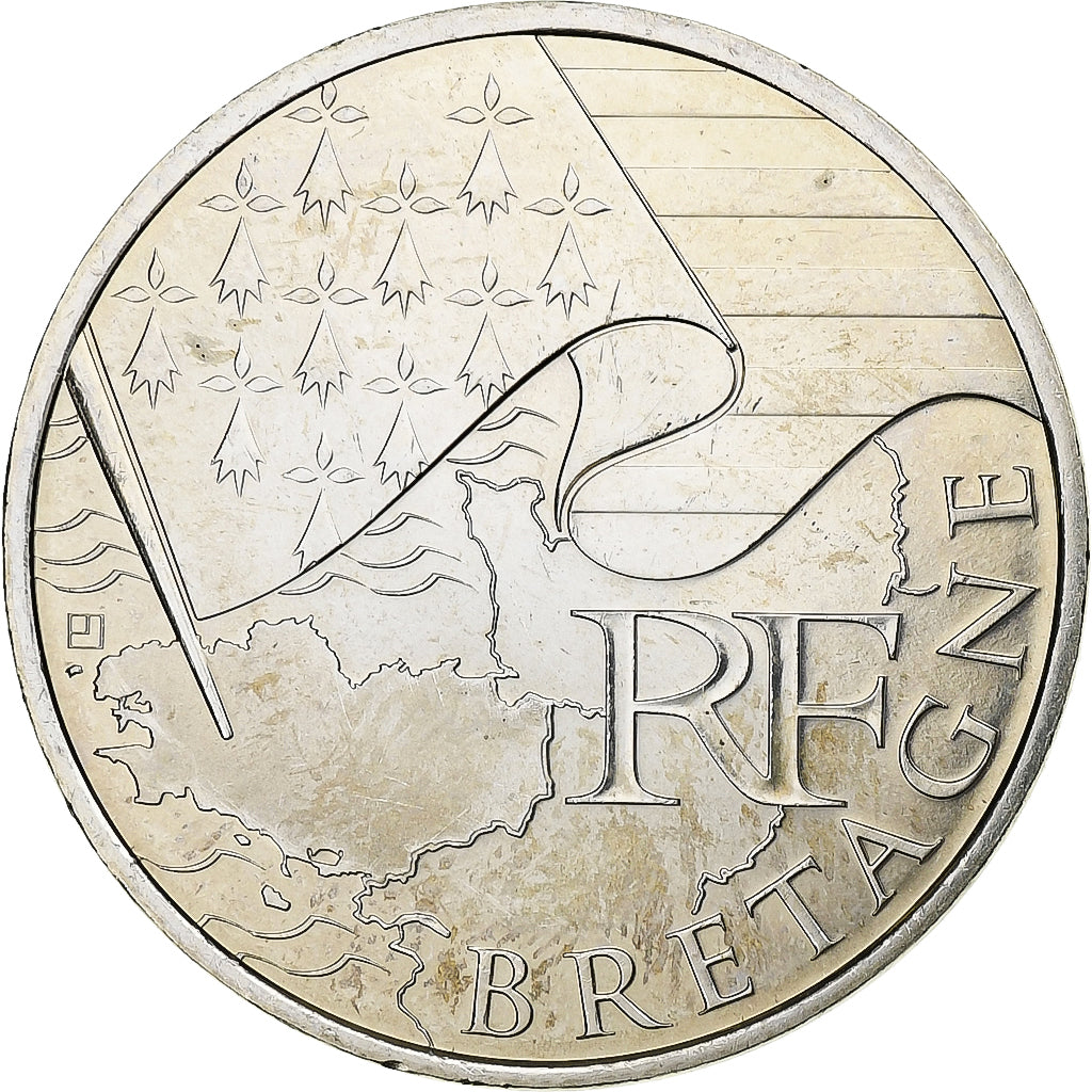Francia, 10 Euro, Bretagne, 2010, Paris, Argento, BB+