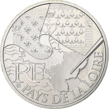 France, 10 Euro, Pays de la Loire, 2010, Paris, Silver, MS(60-62)
