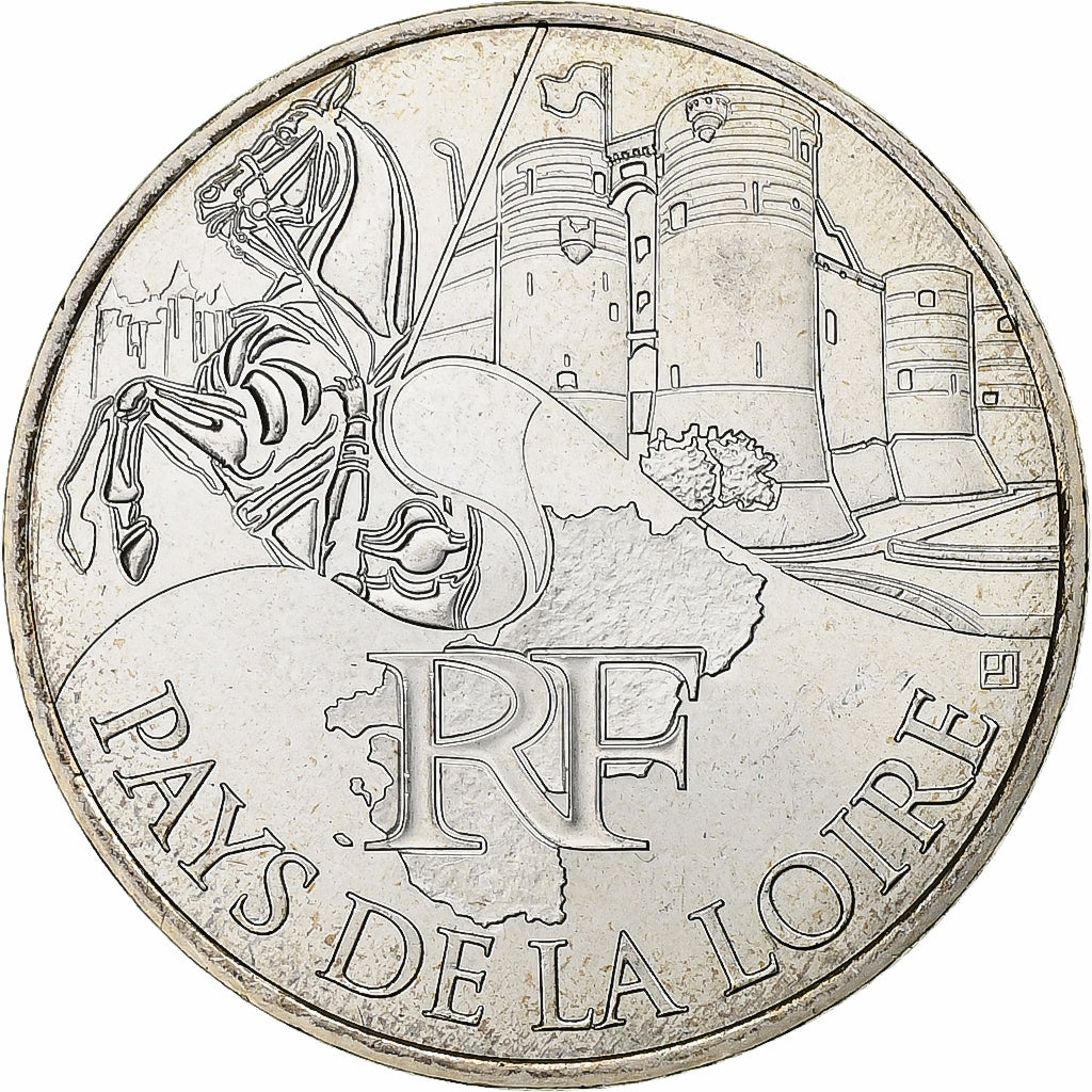 France, 10 Euro, 2011, Paris, Pays De La Loire, MS(63), Silver, KM:1746