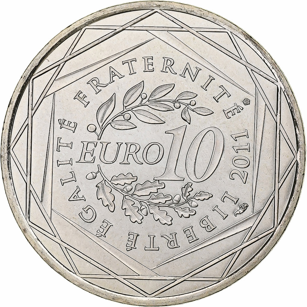 France, 10 Euro, 2011, Paris, Pays De La Loire, MS(63), Silver, KM:1746