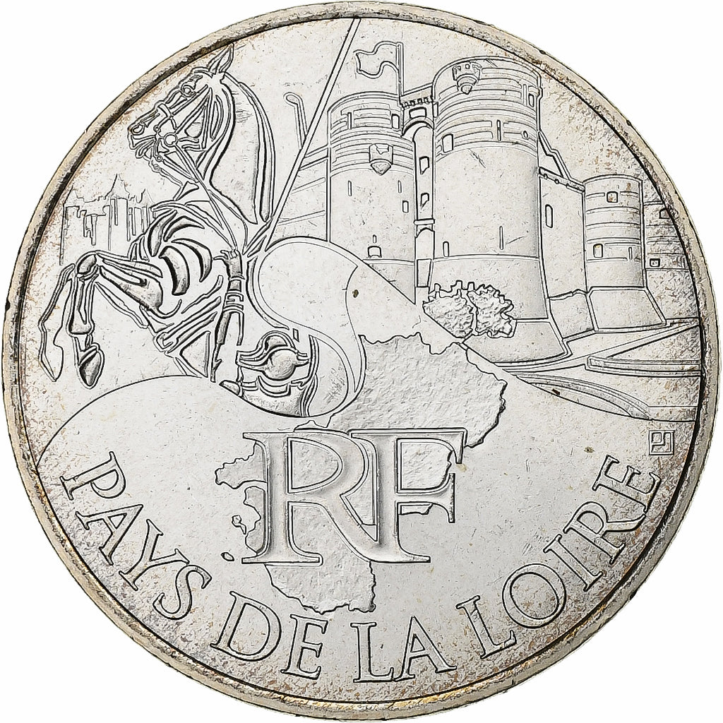 Francja, 10 Euro, Pays De La Loire, 2011, Paris, Srebro, MS(64), KM:1746