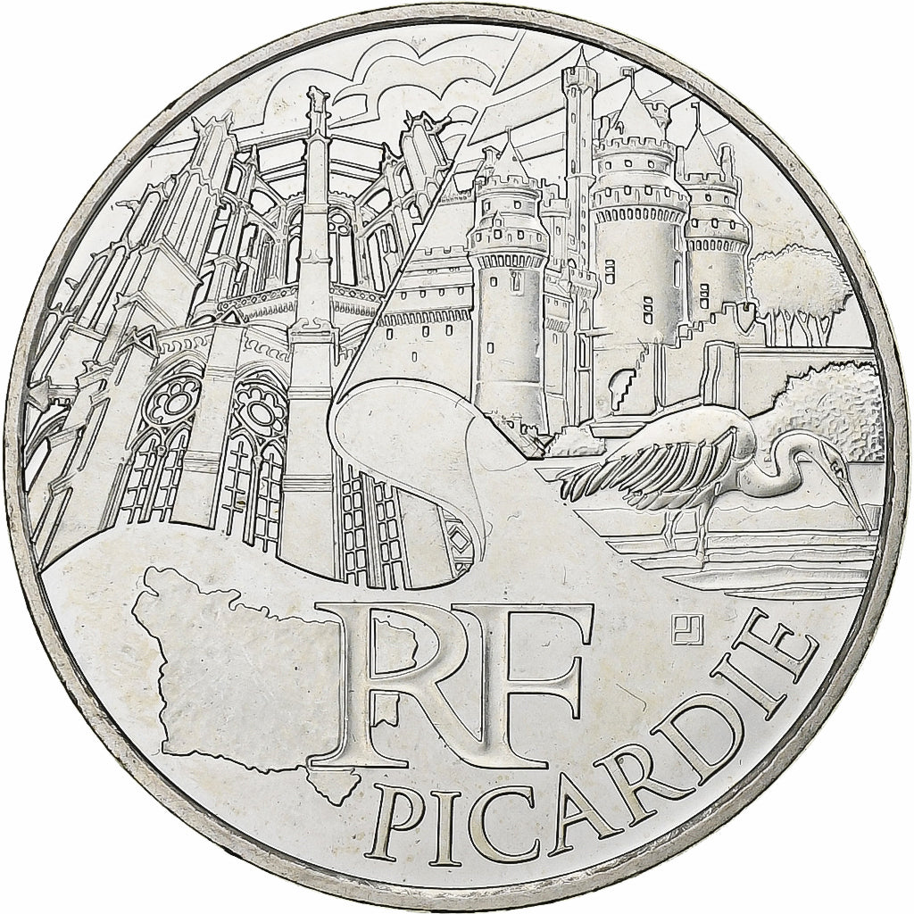 France, 10 Euro, Picardie, 2011, Paris, Silver, MS(63), KM:1747