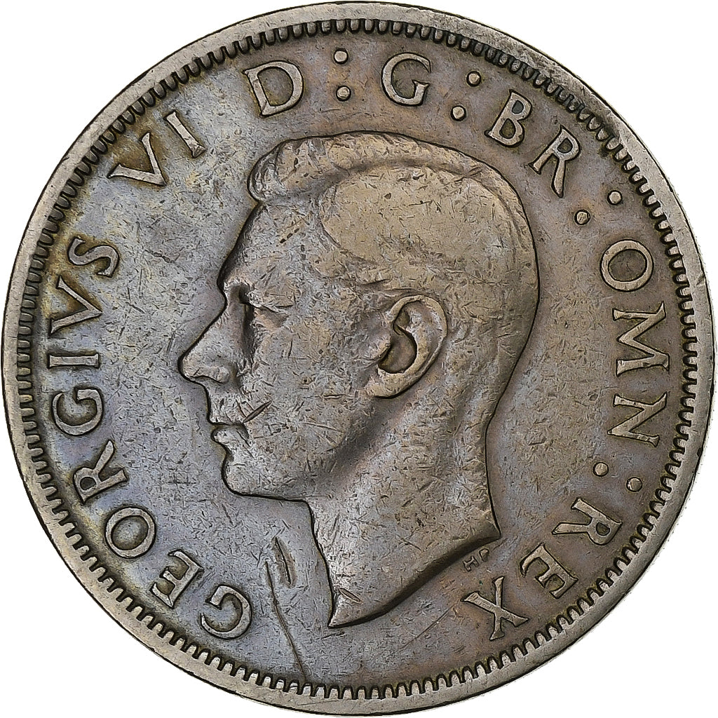 Moneda, Gran Bretaña, George VI, 1/2 Crown, 1950, BC+, Cobre - níquel, KM:879