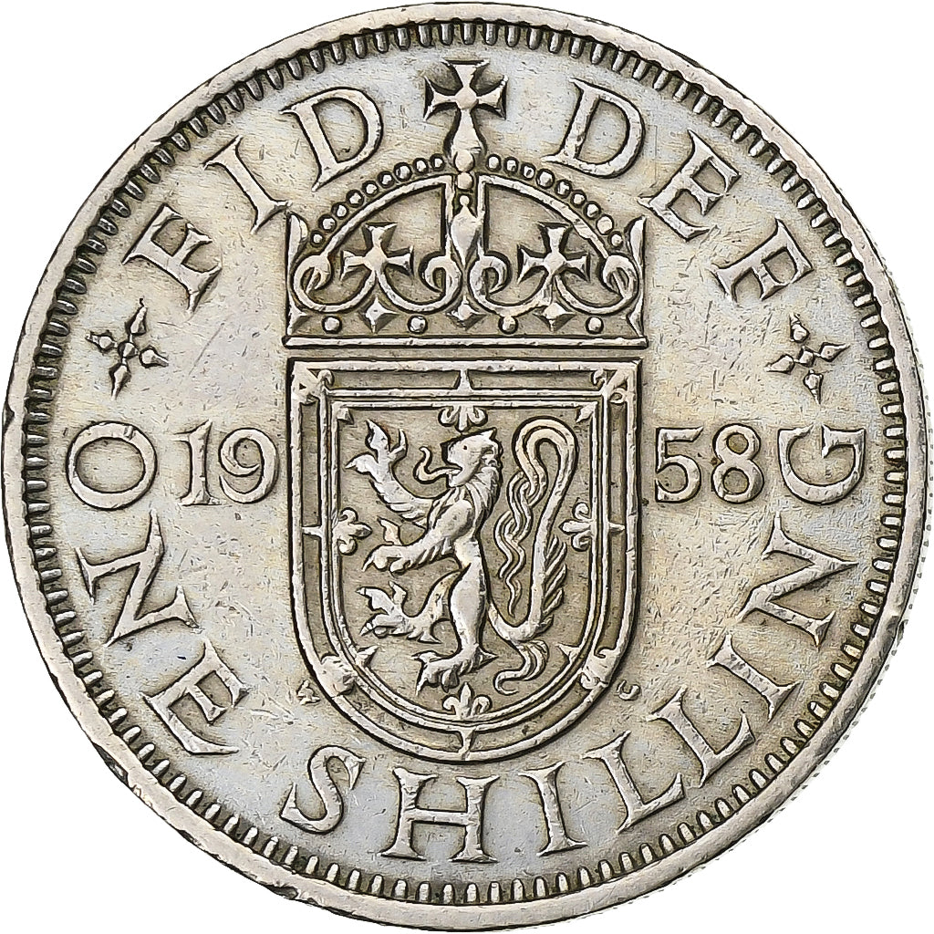 Moeda, Grã-Bretanha, Elizabeth II, Shilling, 1958, VF(30-35), Cobre-níquel