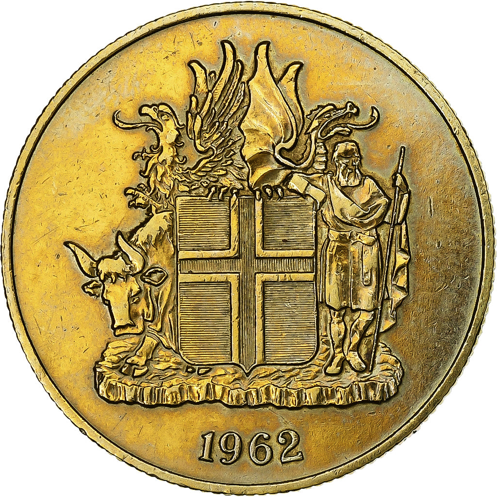 Iceland, 2 Kronur, 1962, Nickel-brass, VF(30-35), KM:13a.1