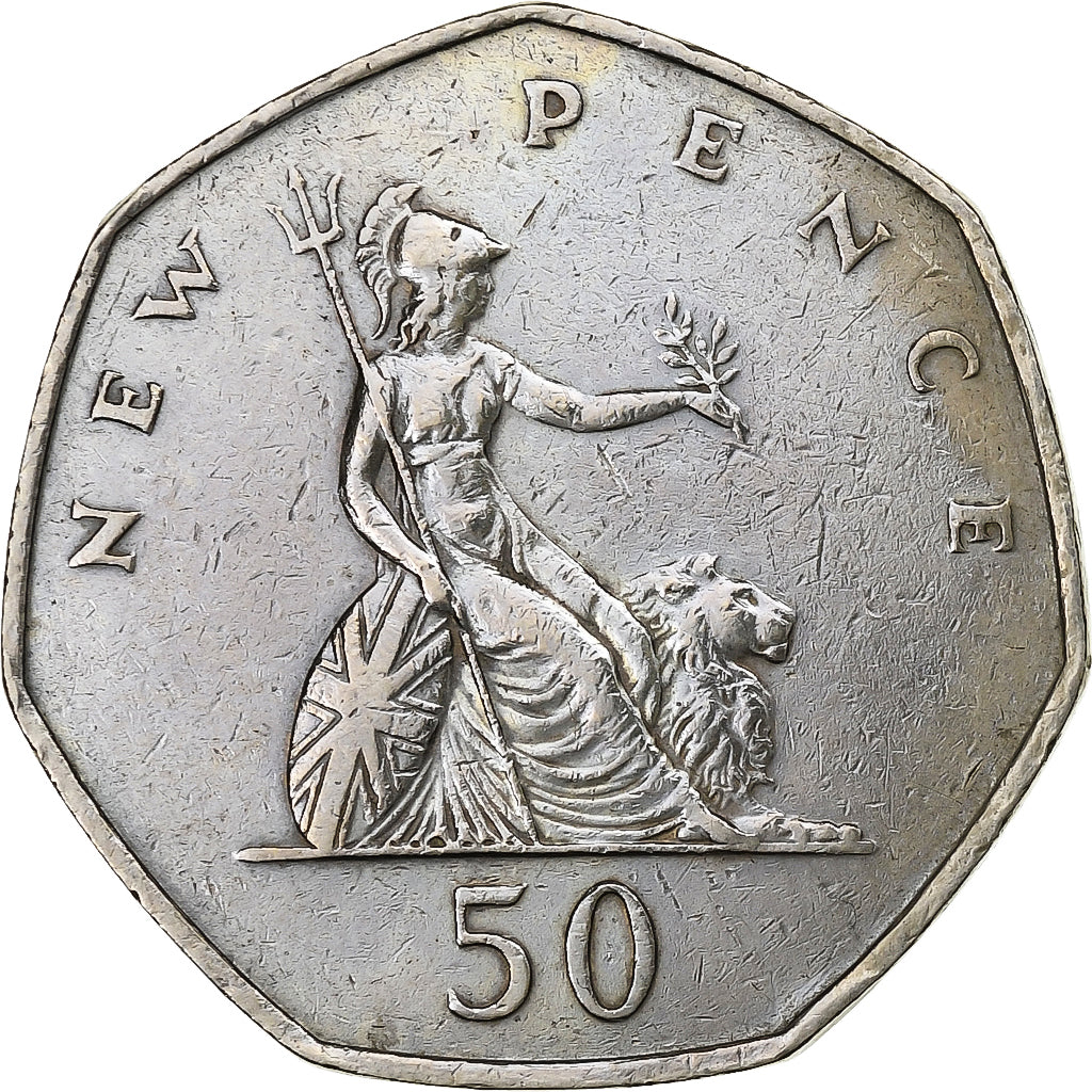 Groot Bretagne, Elizabeth II, 50 New Pence, 1969, Cupro-nikkel, FR+, KM:913