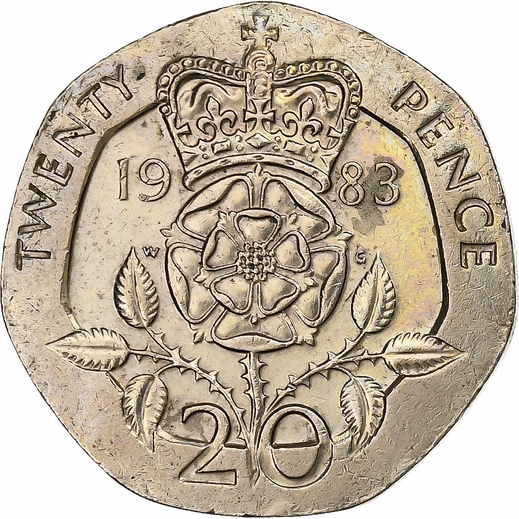 Gran Bretagna, Elizabeth II, 20 Pence, 1983, Rame-nichel, BB, KM:931