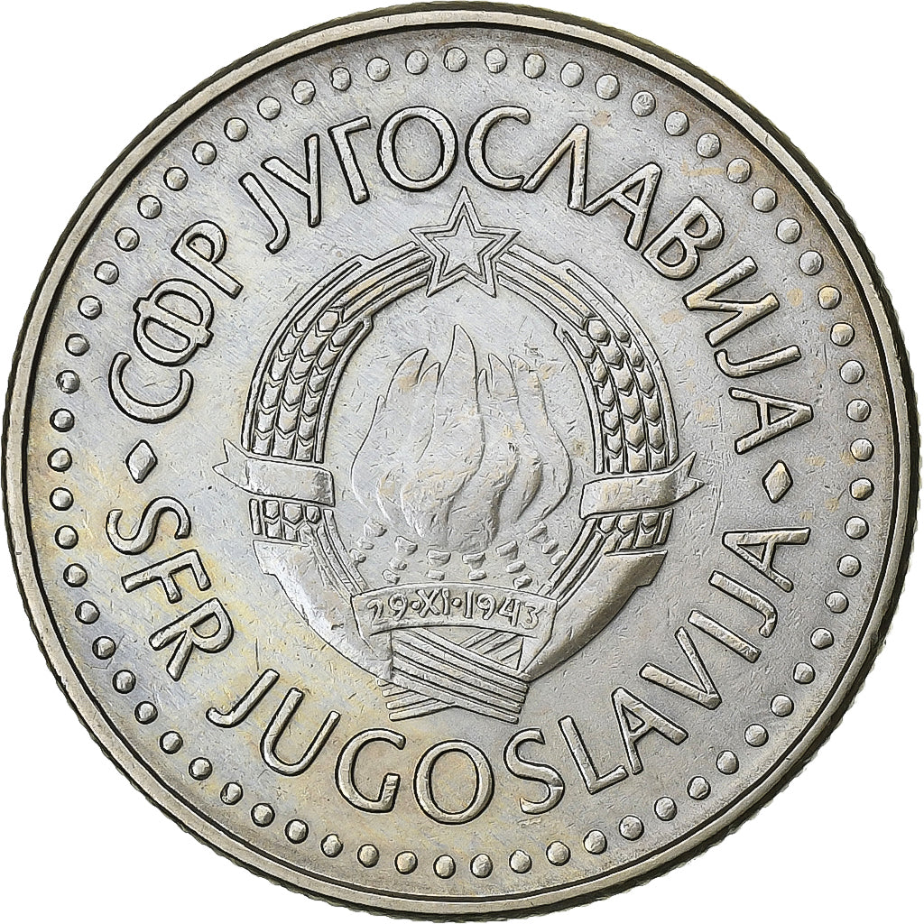 Yugoslavia, 50 Dinara, 1987, Cobre - níquel - cinc, MBC+, KM:113