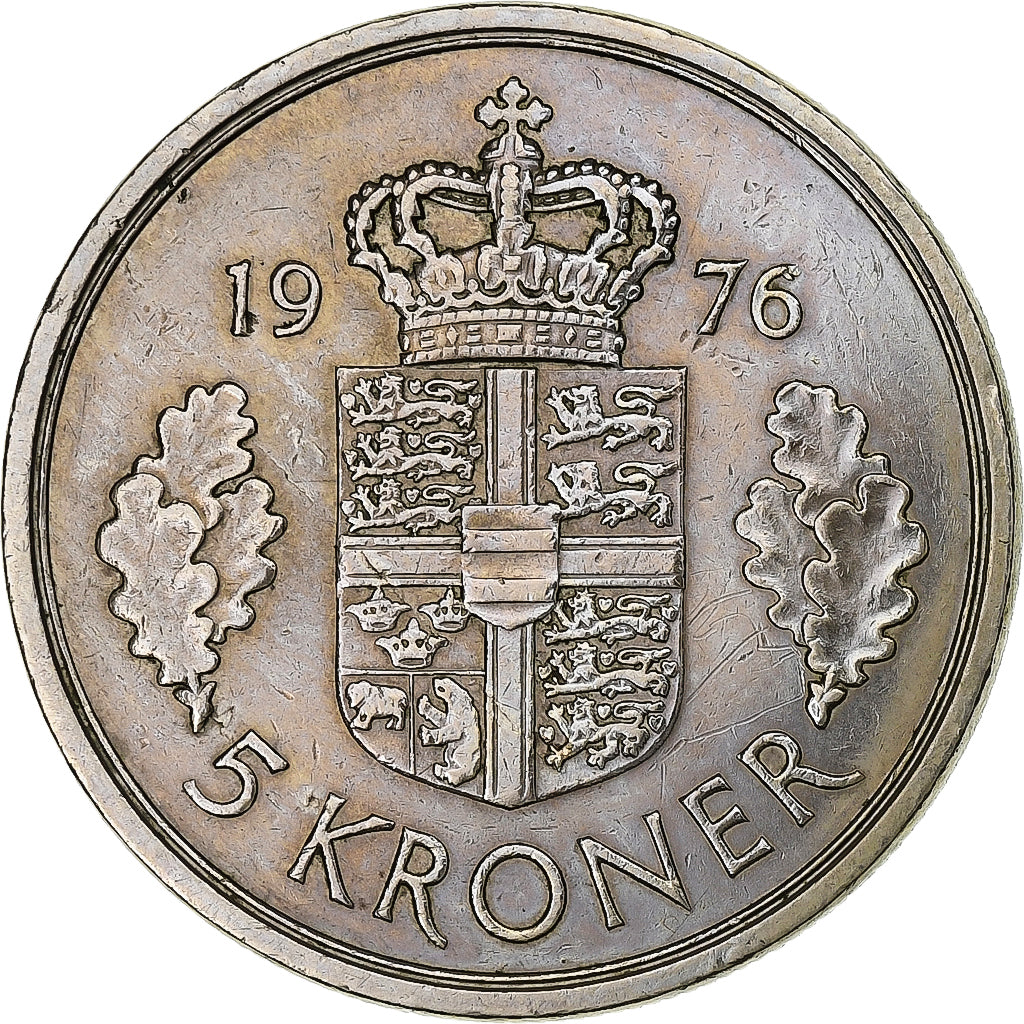 Dänemark, Margrethe II, 5 Kroner, 1976, Copenhagen, Kupfer-Nickel, SS, KM:863.1