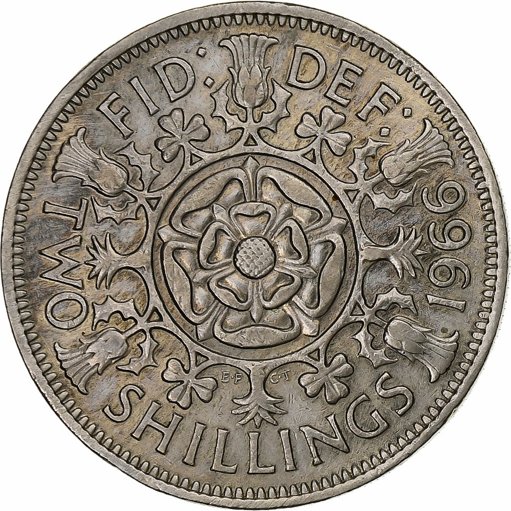 Großbritannien, Elizabeth II, Florin, Two Shillings, 1966, Kupfer-Nickel, SS