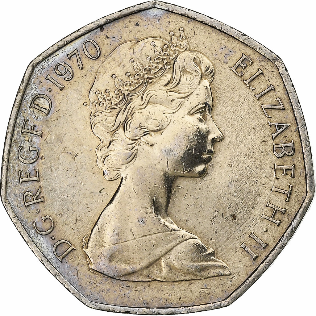 Wielka Brytania, Elizabeth II, 50 New Pence, 1970, London, Miedź-Nikiel