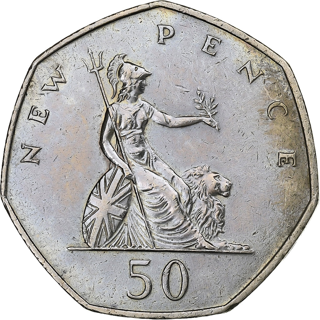 Wielka Brytania, Elizabeth II, 50 New Pence, 1970, London, Miedź-Nikiel