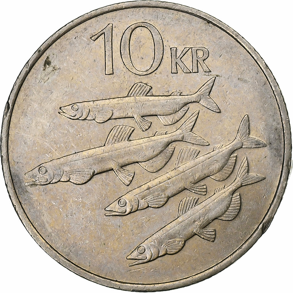 Islanda, 10 Kronur, 1984, Rame-nichel, MB+, KM:29.1