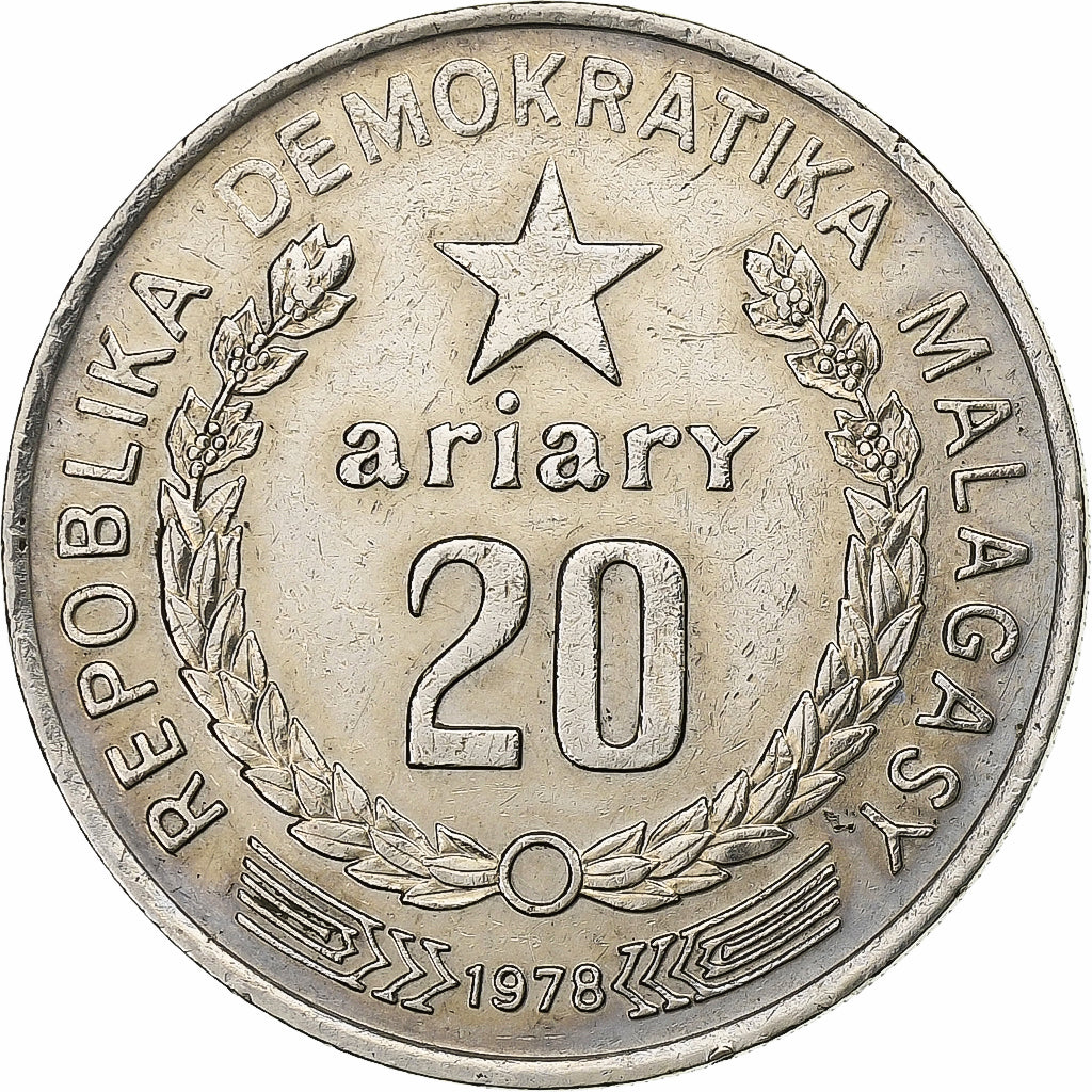 Madagascar, 20 Ariary, 1978, British Royal Mint, Nikiel, EF(40-45), KM:14