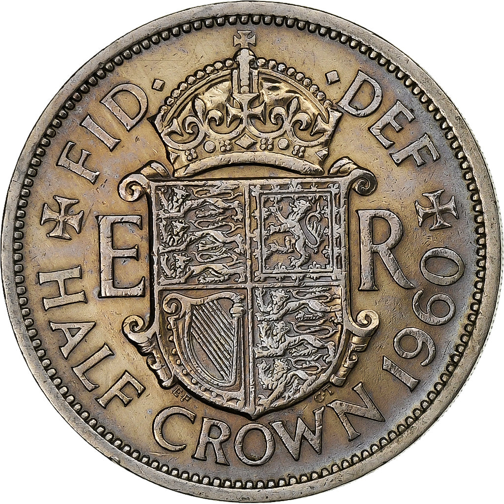 Großbritannien, Elizabeth II, 1/2 Crown, 1960, Kupfer-Nickel, SS+, KM:907