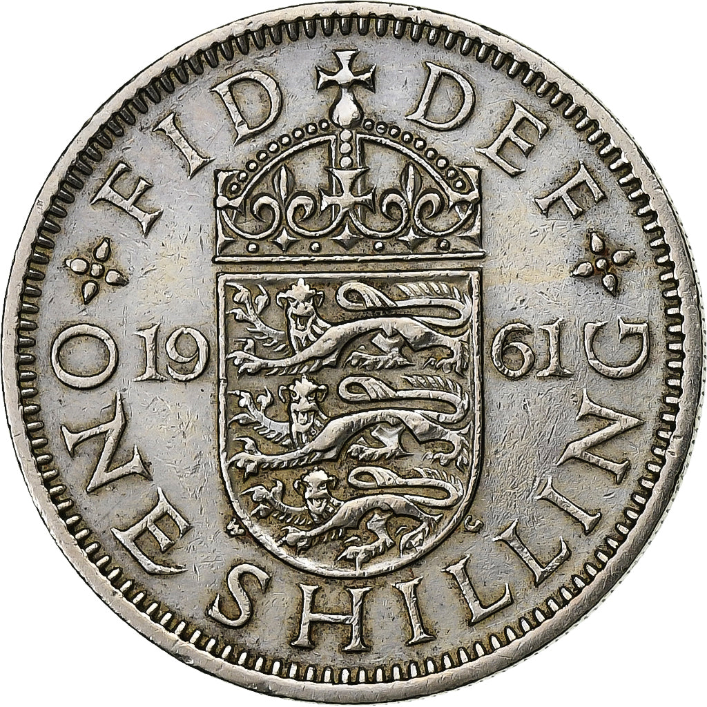 Gran Bretaña, Elizabeth II, Shilling, 1961, Cobre - níquel, MBC, KM:904
