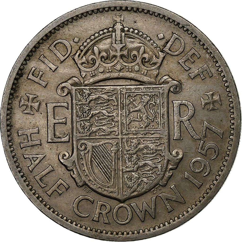Grã-Bretanha, Elizabeth II, 1/2 Crown, 1957, Cobre-níquel, VF(30-35), KM:907