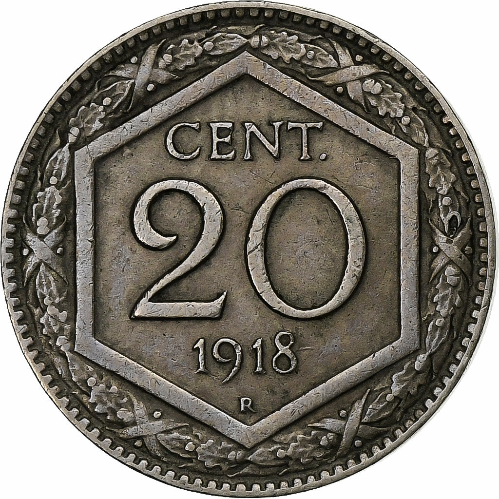 Italie, Vittorio Emanuele III, 20 Centesimi, 1918, Rome, Cupro-nickel, TB+