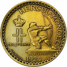 Monaco, Louis II, 2 Francs, 1924, Poissy, Aluminum-Bronze, VF(30-35)
