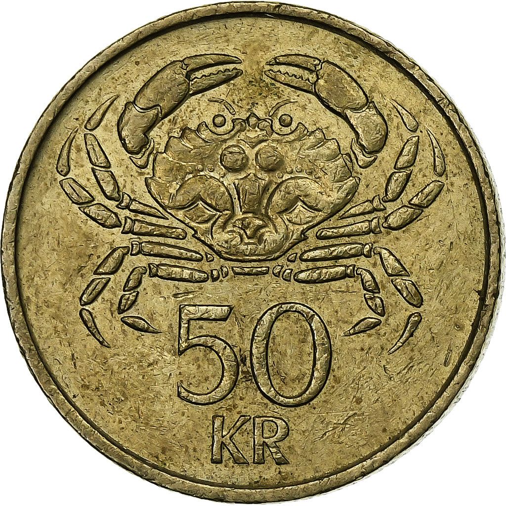 Iceland, 50 Kronur, 1987, Nickel-brass, VF(30-35), KM:31