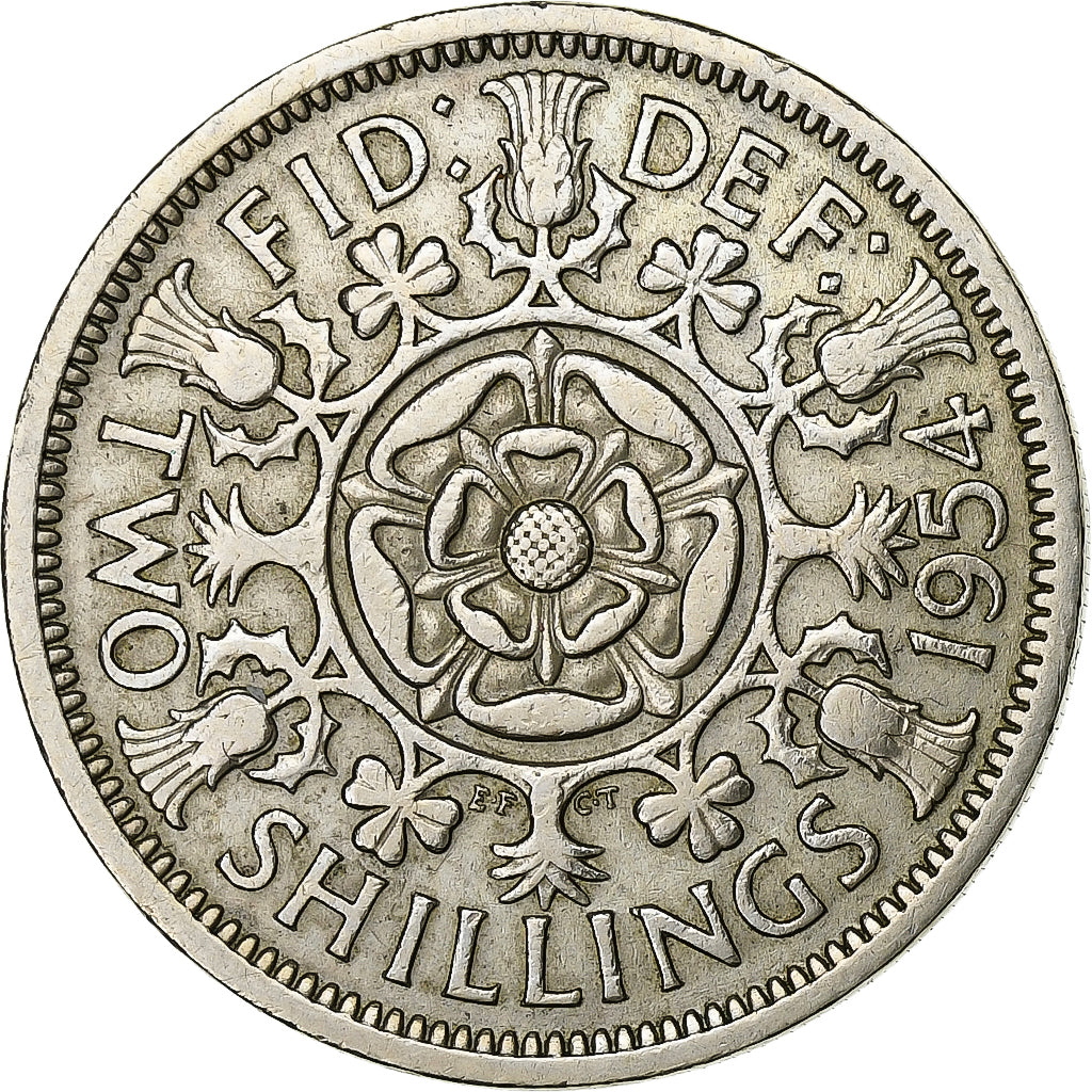 Groot Bretagne, Elizabeth II, Florin, Two Shillings, 1954, Cupro-nikkel, FR+
