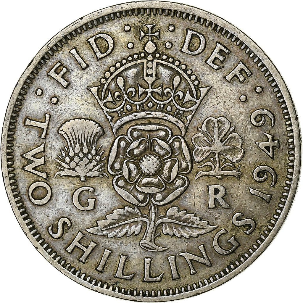 Gran Bretaña, George VI, Florin, Two Shillings, 1949, Cobre - níquel, BC+