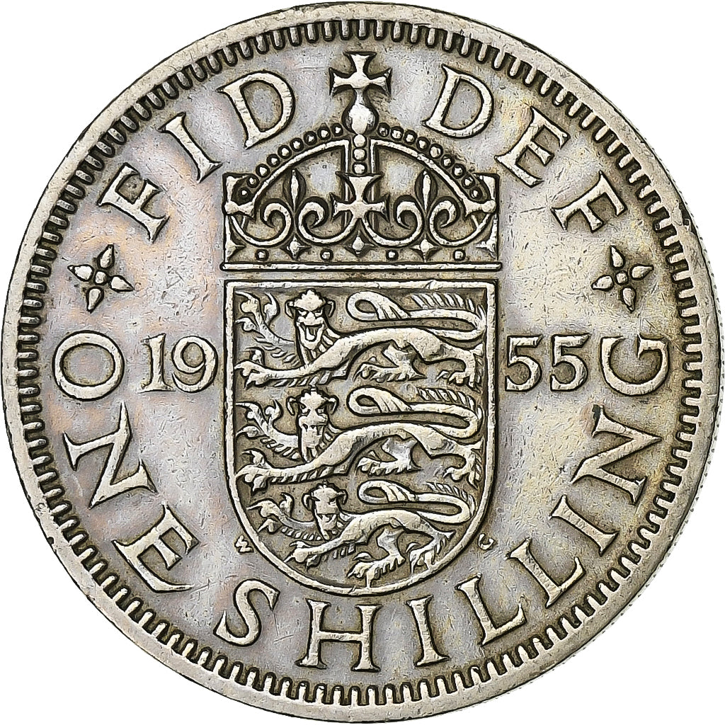 Groot Bretagne, Elizabeth II, Shilling, 1955, Cupro-nikkel, ZF, KM:904