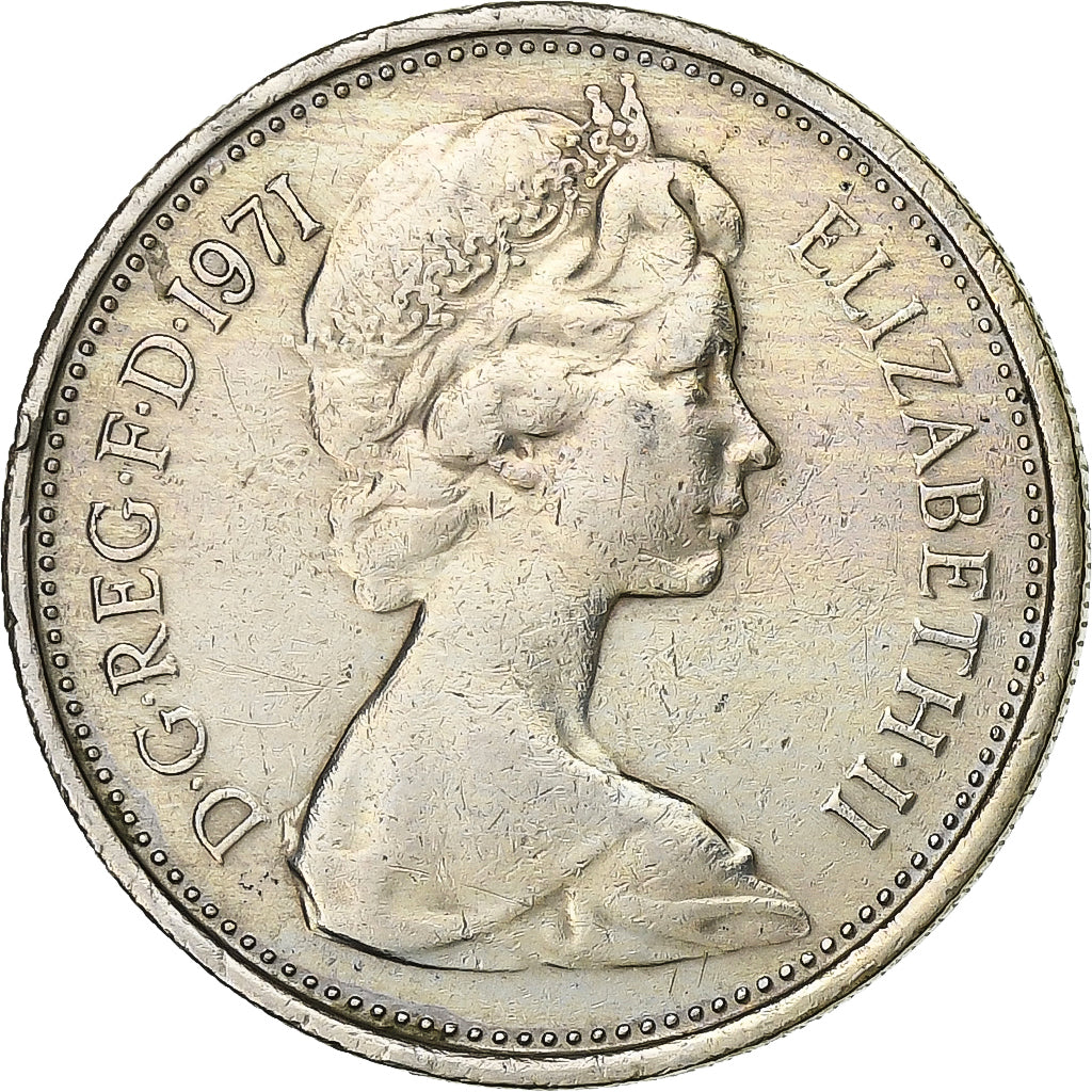 Moneda, Gran Bretaña, Elizabeth II, 5 New Pence, 1971, MBC+, Cobre - níquel