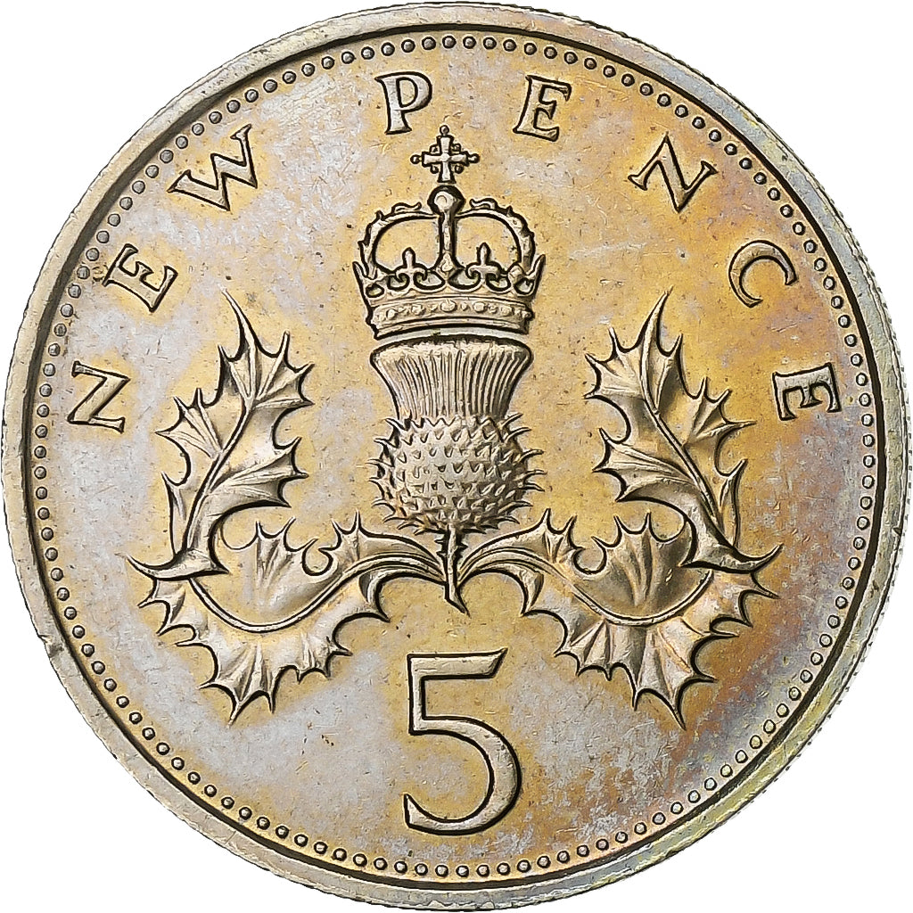 Wielka Brytania, Elizabeth II, 5 New Pence, 1980, Miedź-Nikiel, AU(55-58)