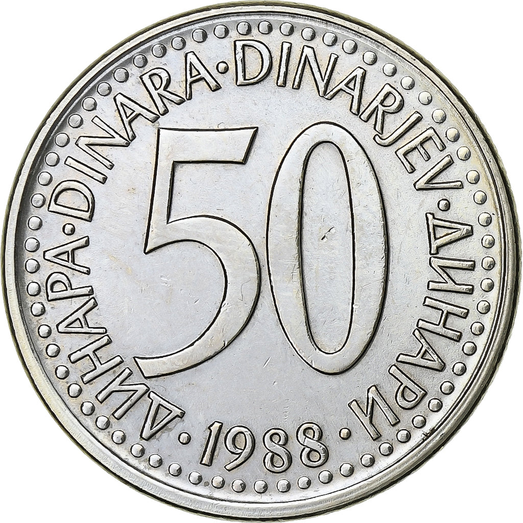 Joegoslaviëe, 50 Dinara, 1988, Copper-Nickel-Zinc, ZF+, KM:113