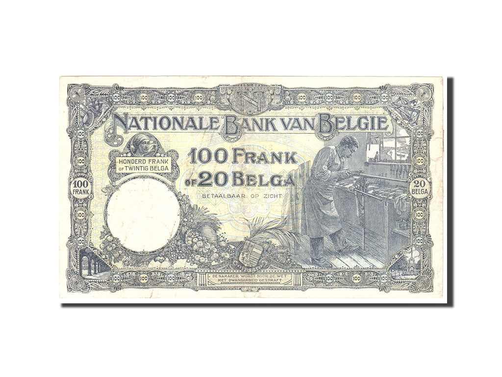 Geldschein, Belgien, 100 Francs-20 Belgas, 1929, 1929-04-10, KM:102, SS