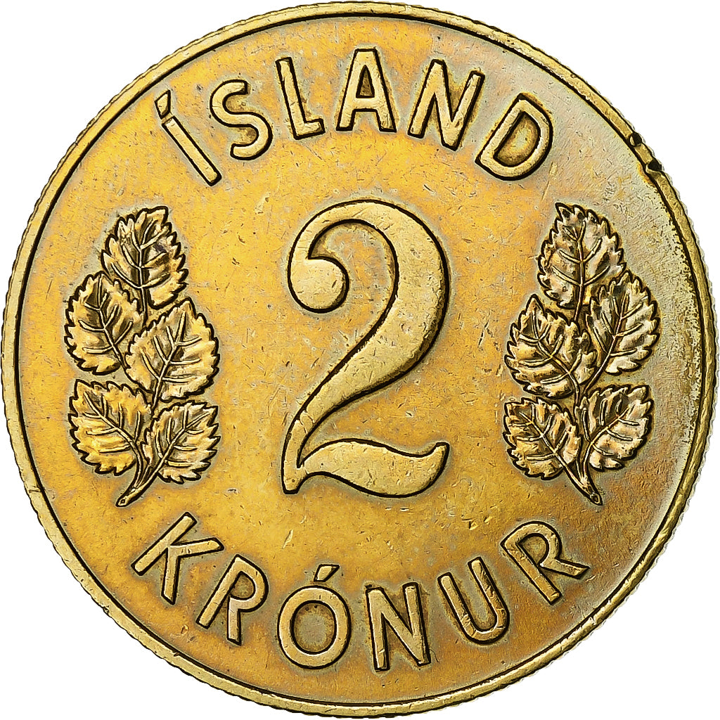 Iceland, 2 Kronur, 1963, Nickel-brass, VF(30-35), KM:13a.1