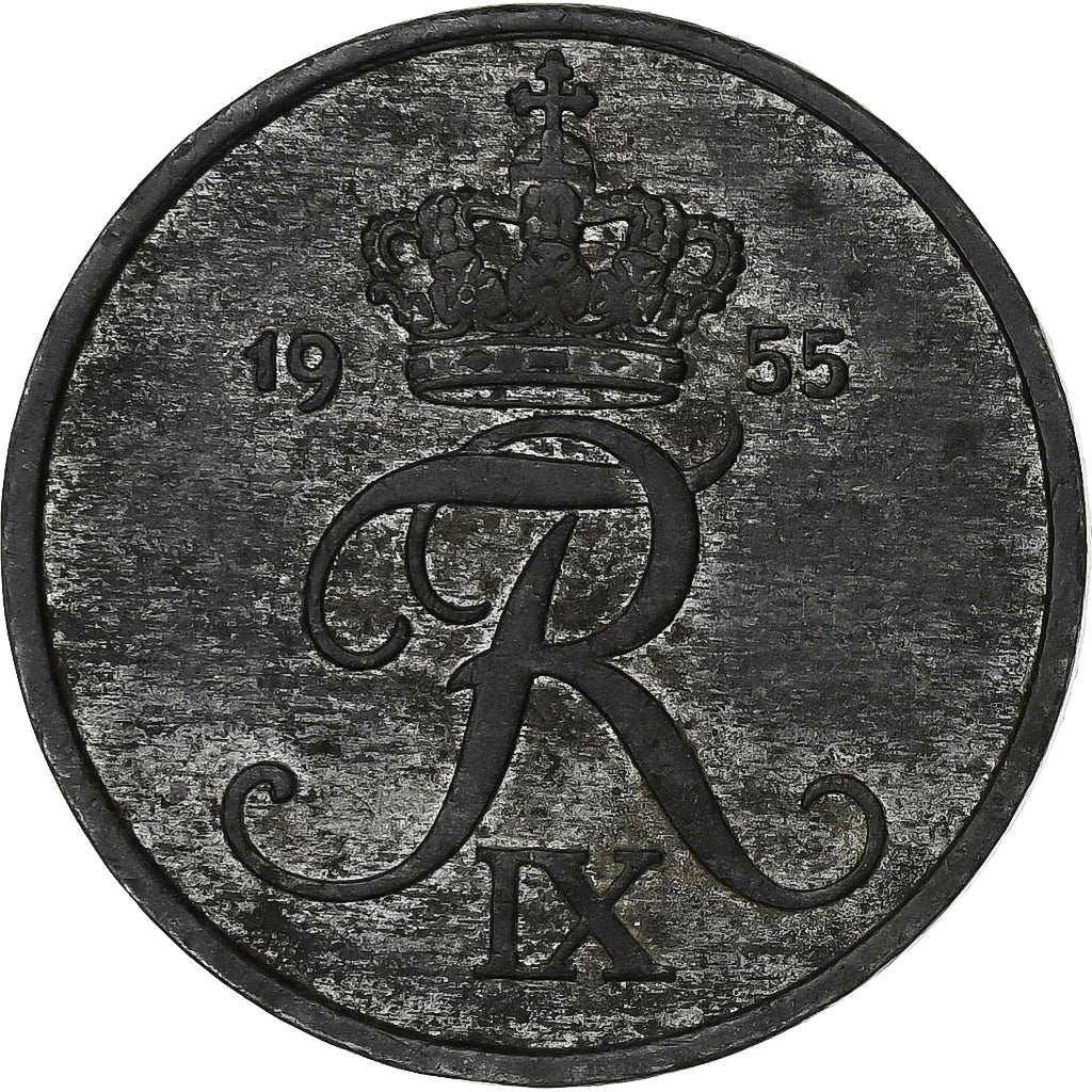 Danimarca, Frederik IX, 5 Öre, 1955, Copenhagen, Zinco, BB, KM:843.1