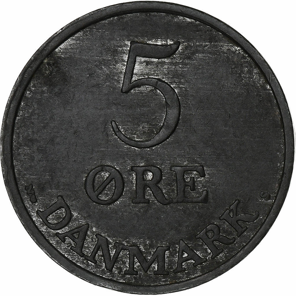 Danimarca, Frederik IX, 5 Öre, 1955, Copenhagen, Zinco, BB, KM:843.1