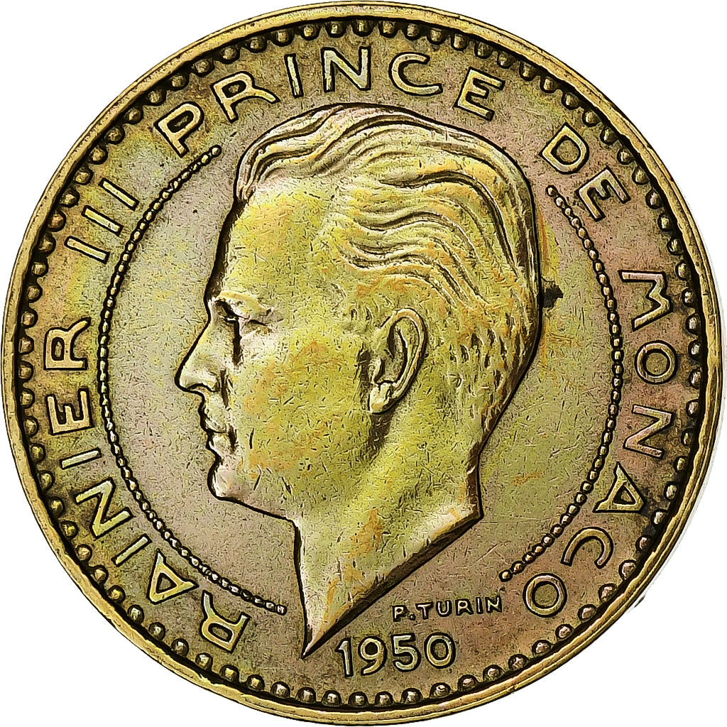 Mónaco, Rainier III, 50 Francs, Cinquante, 1950, Alumínio-Bronze, EF(40-45)