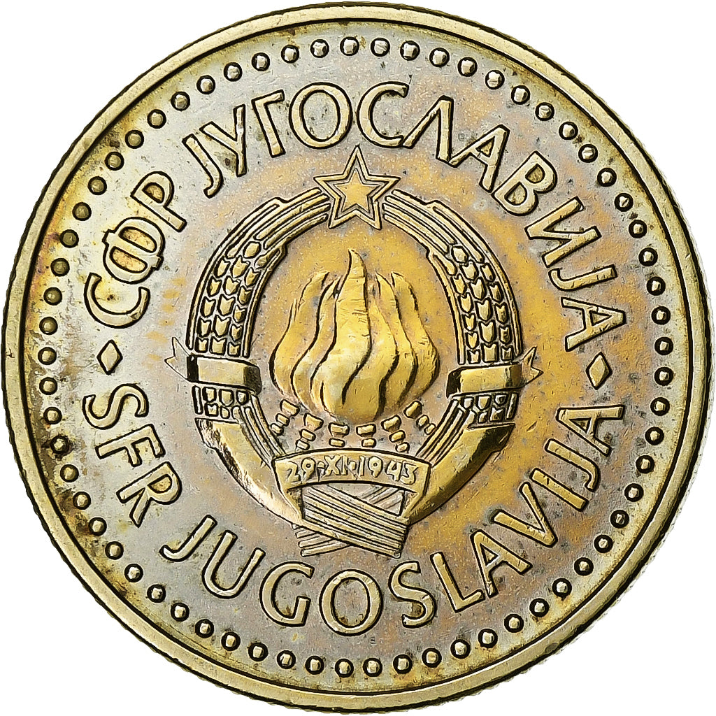 Joegoslaviëe, 5 Dinara, 1985, Nickel-brass, FR+, KM:88