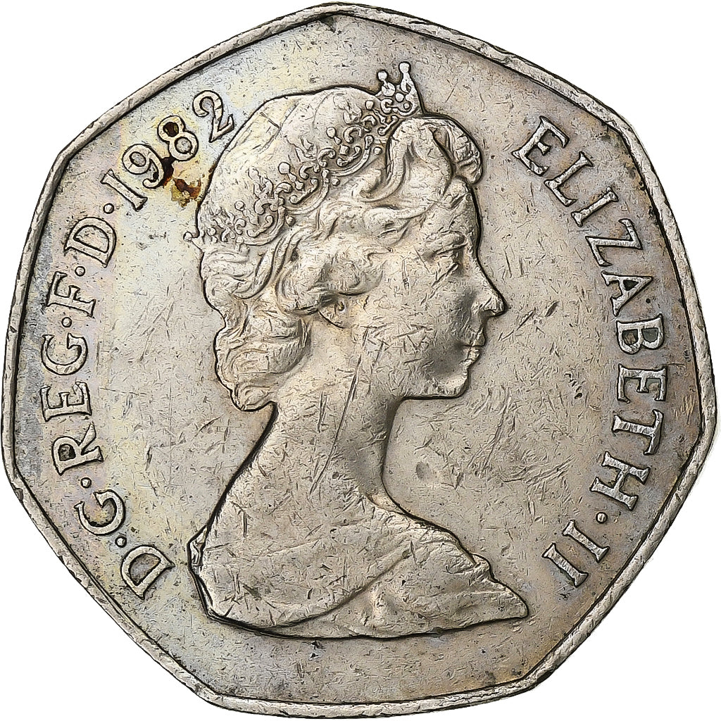 Great Britain, Elizabeth II, 50 Pence, 1982, Copper-nickel, VF(30-35), KM:932