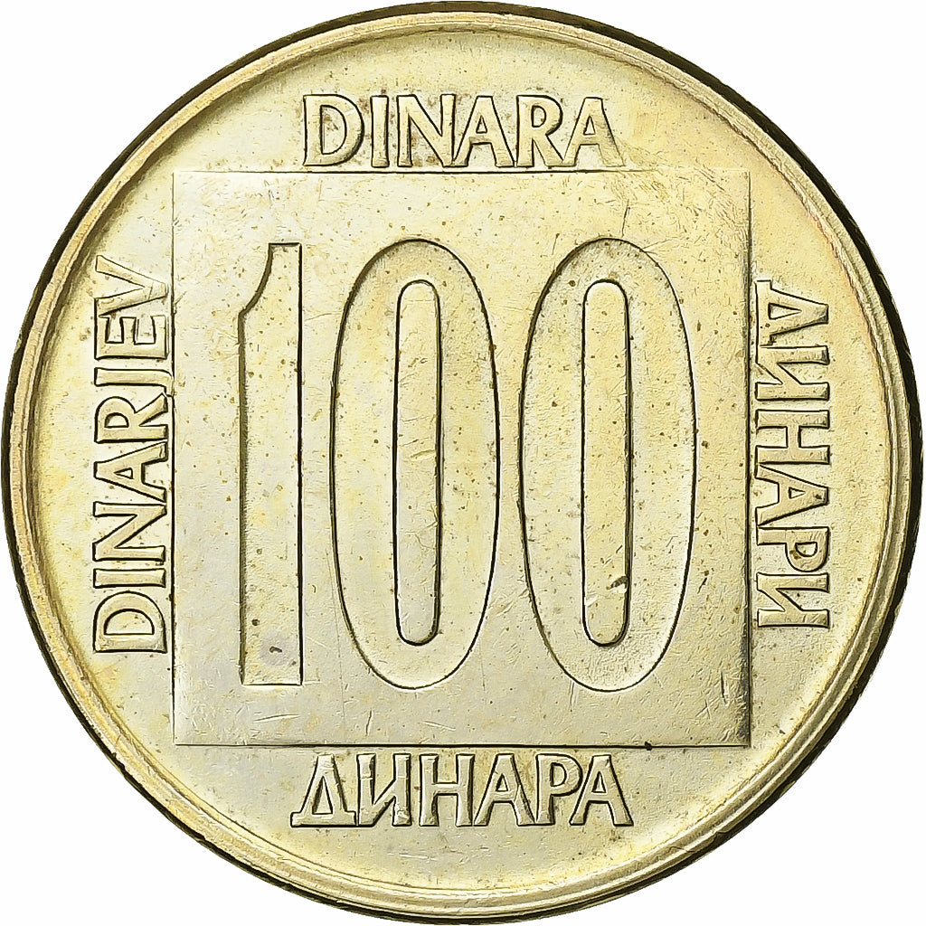 Yugoslavia, 100 Dinara, 1989, Brass, AU(50-53), KM:131
