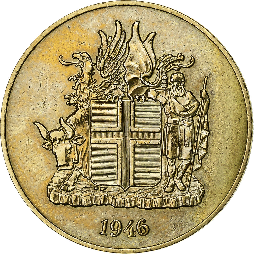 Iceland, 2 Kronur, 1946, Nickel-brass, VF(30-35)