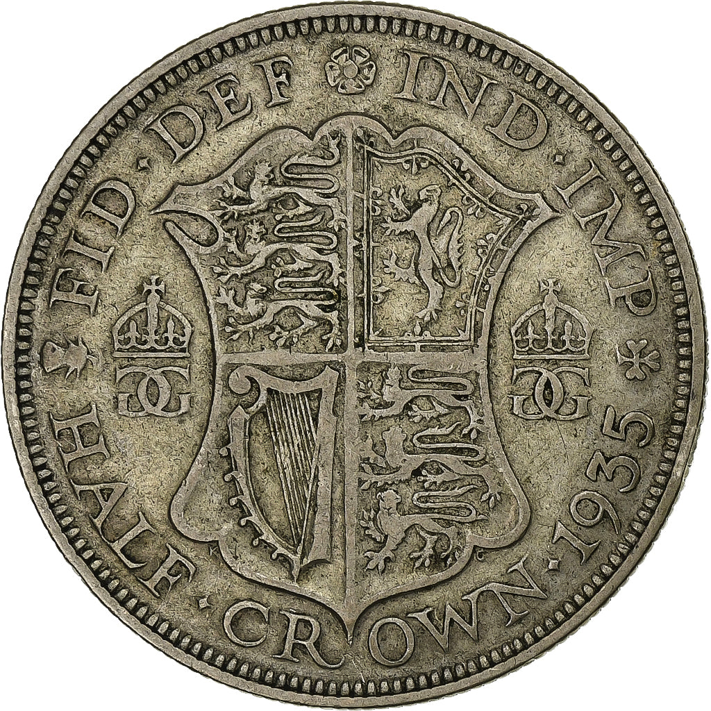 Great Britain, George V, 1/2 Crown, 1935, Silver, VF(30-35), Spink:4037, KM:835