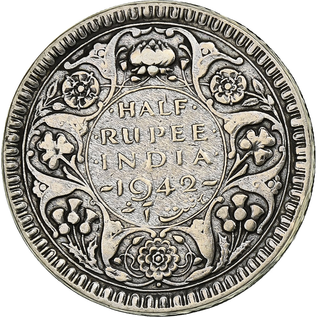 INDIA-BRITS, George VI, 1/2 Rupee, 1942, Zilver, FR+, KM:552