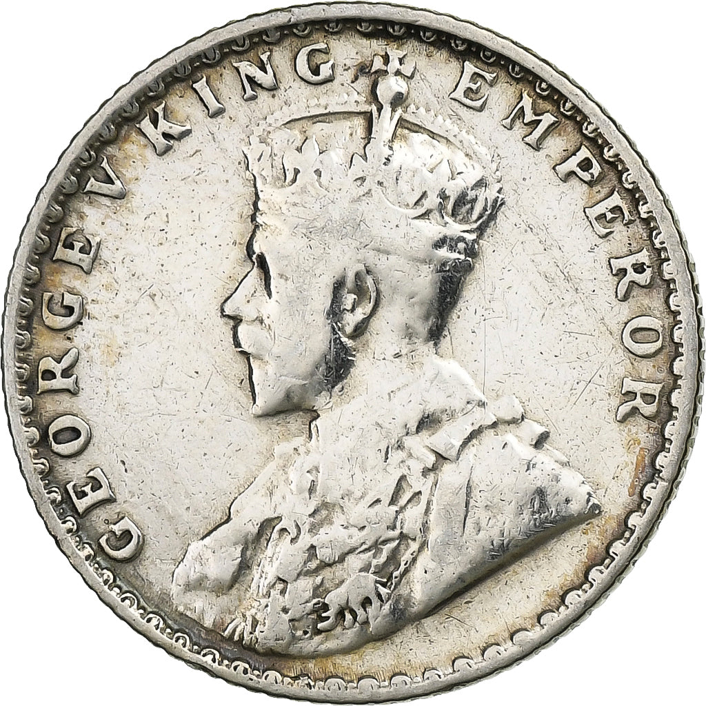 British India, George V, 1/4 Rupee, 1914, Calcutta, Silver, VF(30-35), KM:518