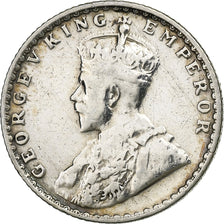 British India, George V, 1/4 Rupee, 1914, Calcutta, Silver, VF(30-35), KM:518
