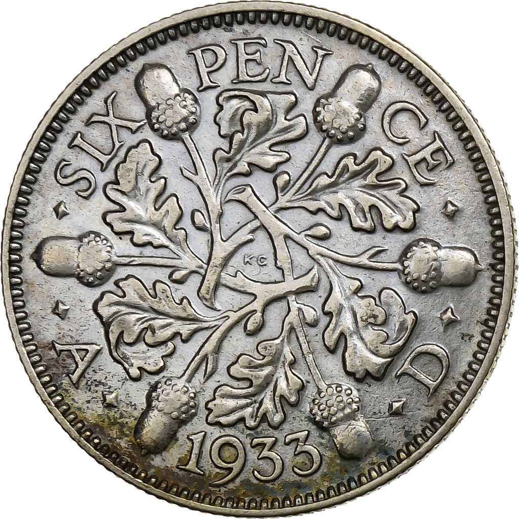 Coin, Great Britain, George V, 6 Pence, 1933, VF(30-35), Silver, KM:832