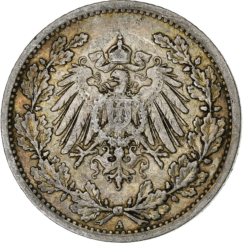 GERMANY - EMPIRE, 1/2 Mark, 1909, Berlin, Silver, VF(30-35), KM:17