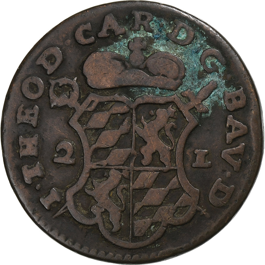 LIEGE, John Theodore, 2 Liards, 1752, Liege, Copper, VF(20-25), KM:158